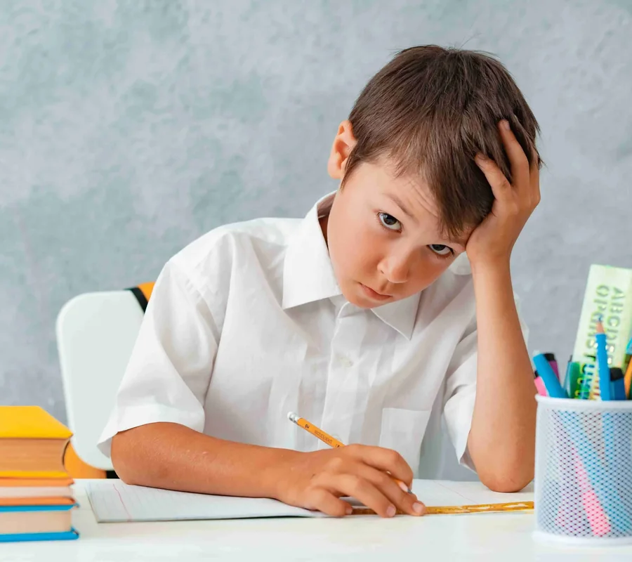A student working through a writing task